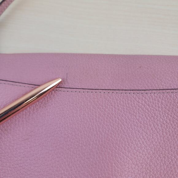 Coach Pink Rose Pebbled Leather Flap Snap Crossbody Wallet - Picture 5 of 11